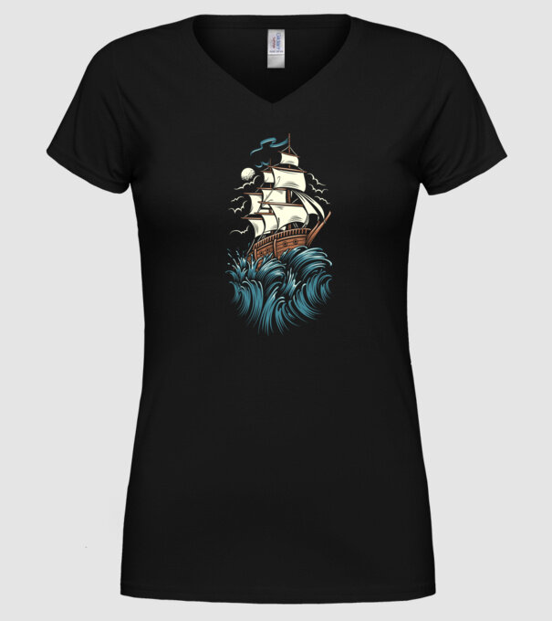 Vapoare model negru pe tricou