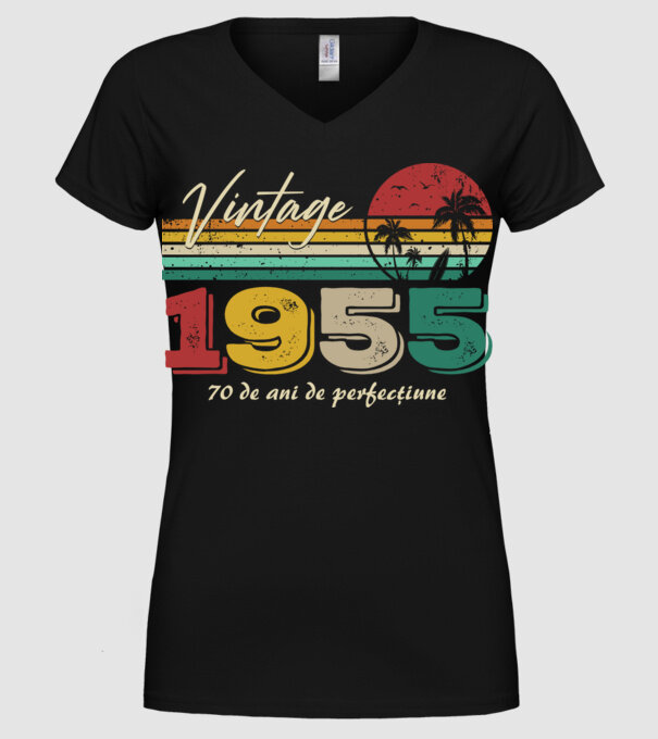 VINTAGE 1955 model negru pe tricou