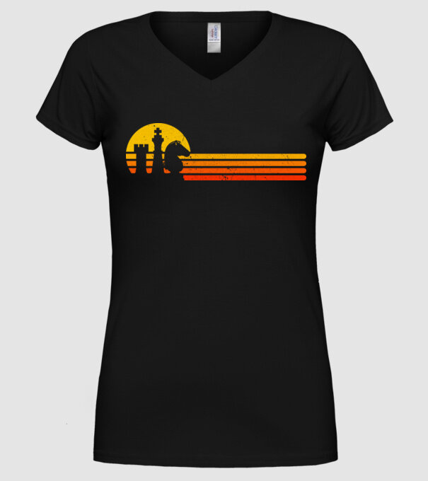 Vintage chesss sunset model negru pe tricou