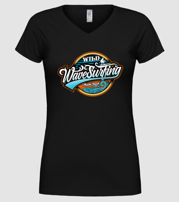 WaveSurfing model negru pe tricou