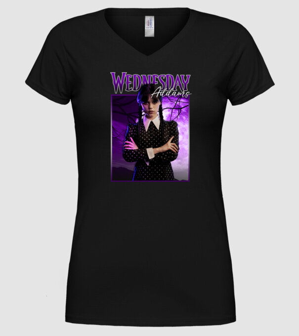 Wednesday Addams model negru pe tricou