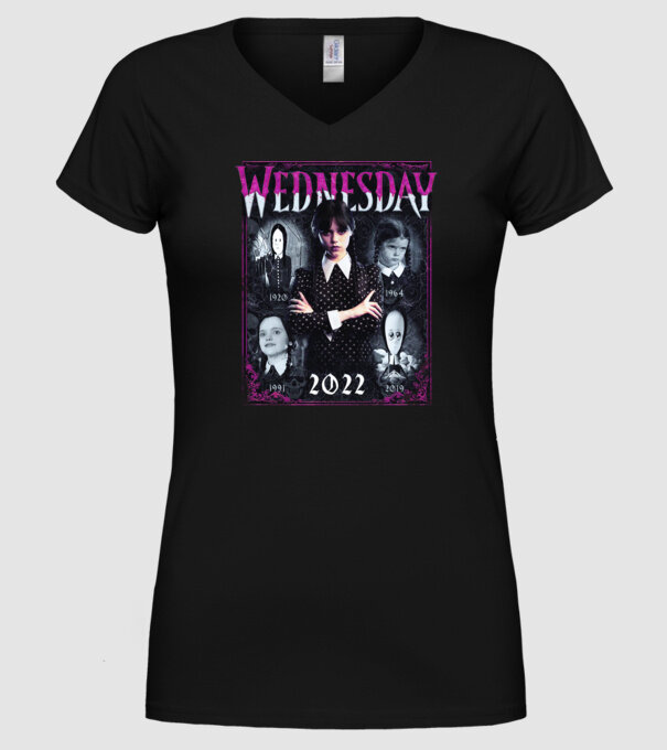 WEDNESDAY ADDAMS multi all time model negru pe tricou