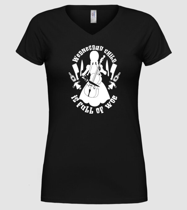 Wednesday child is full of woe model negru pe tricou