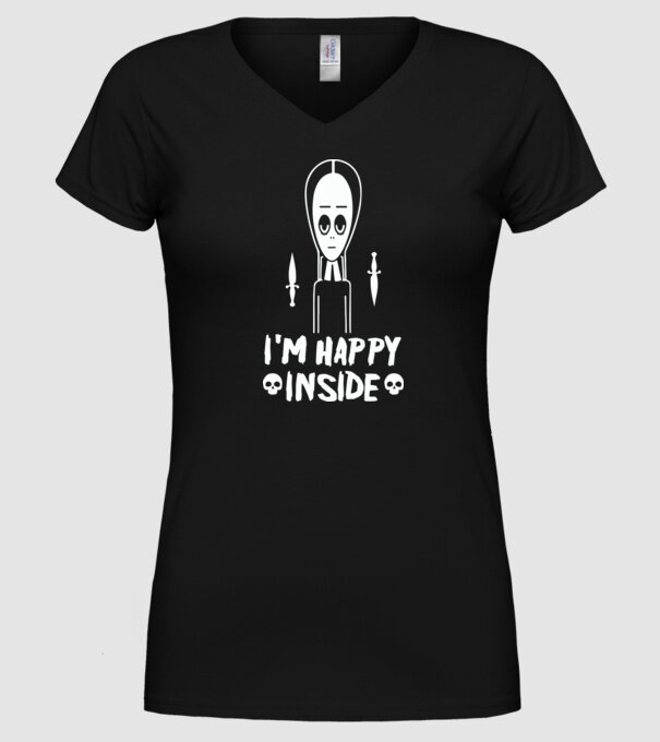 WEDNESDAY Happy inside model negru pe tricou