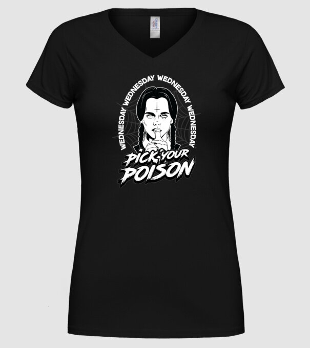 WEDNESDAY Pick your poison model negru pe tricou