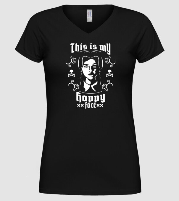 WEDNESDAY This is my happy face model negru pe tricou