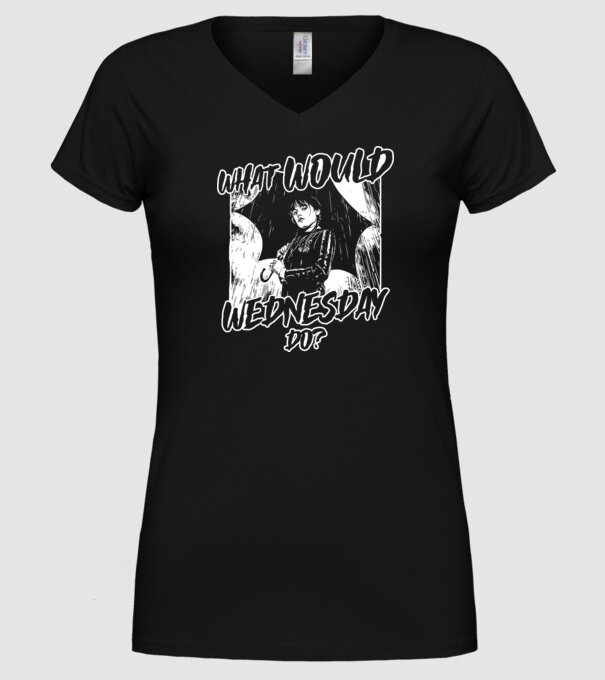 What would Wednesday do model negru pe tricou