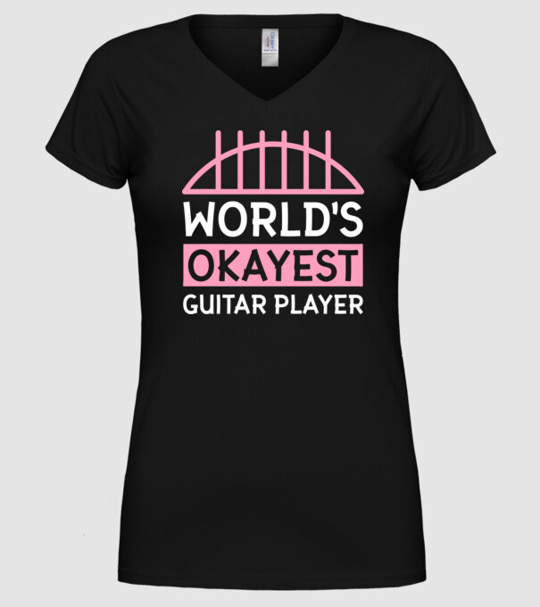 World's okayest guitar player model negru pe tricou