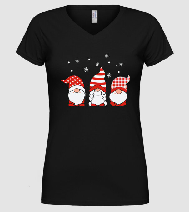 Xmas gnomes model negru pe tricou