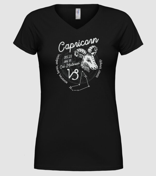 Zodiac bărbat CAPRICORN retro model negru pe tricou