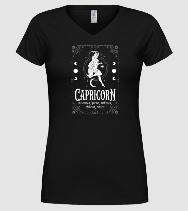 Zodiac bărbat CAPRICORN white model negru pe tricou
