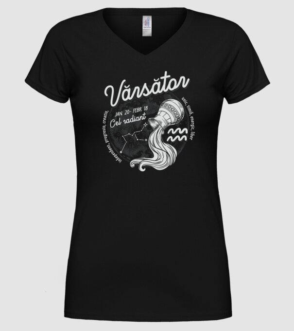 Zodiac bărbat VĂRSĂTOR retro model negru pe tricou