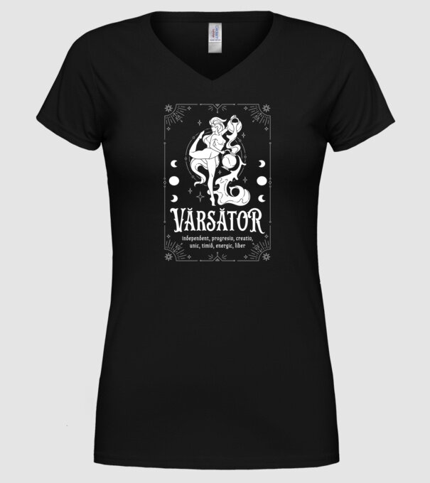 Zodiac bărbat VĂRSĂTOR white model negru pe tricou