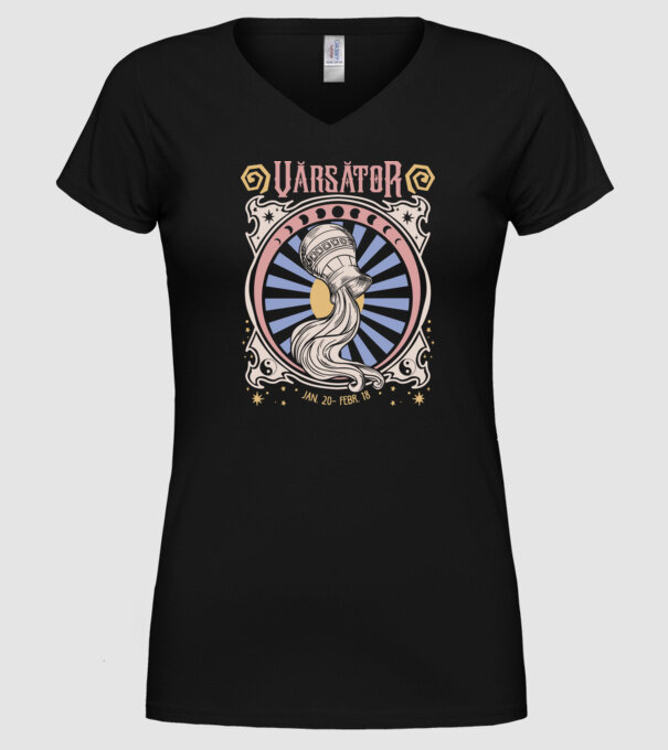 Zodiac Vintage VĂRSĂTOR model negru pe tricou
