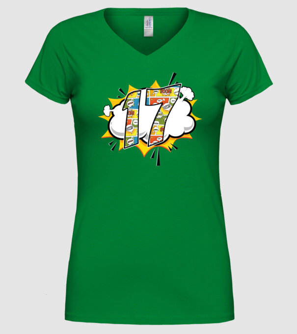 Birthday Comic Number 17 model verde pe tricou