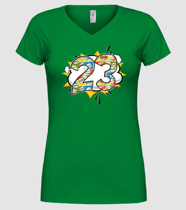 Birthday Comic Number 23 model verde pe tricou