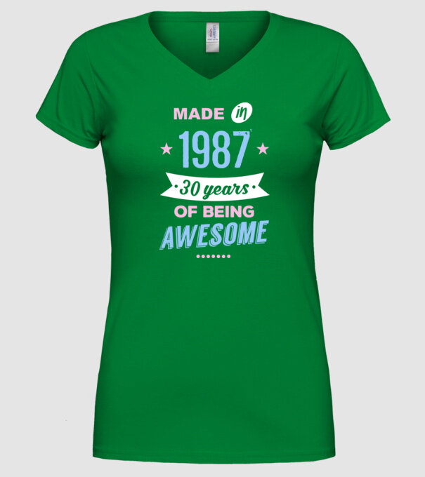 Made in - 1987 model verde pe tricou