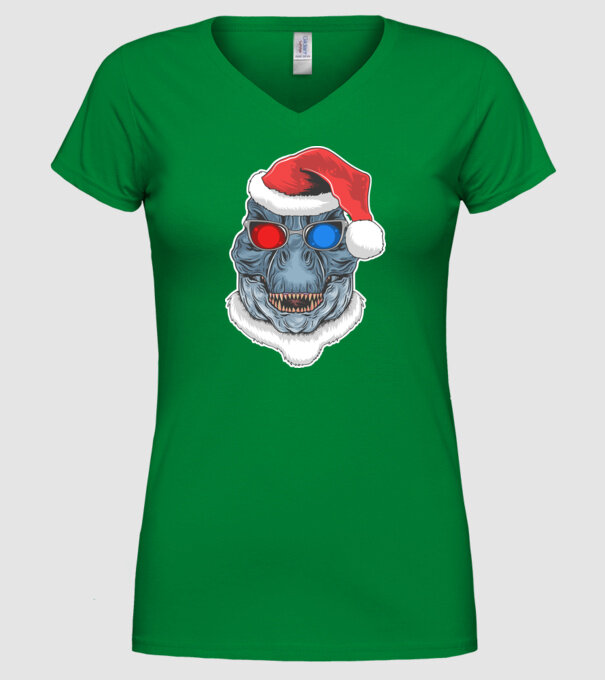 Santasaurus Rex model verde pe tricou