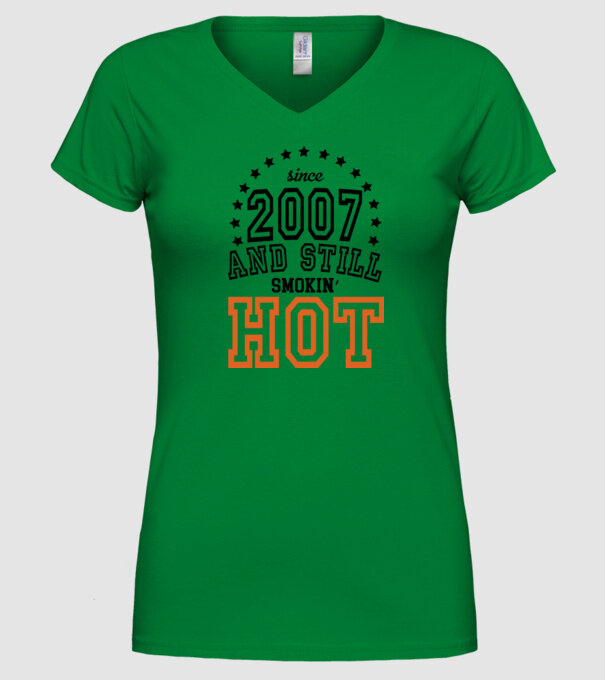 'Since and still smokin'' hot - 2007' model verde pe tricou