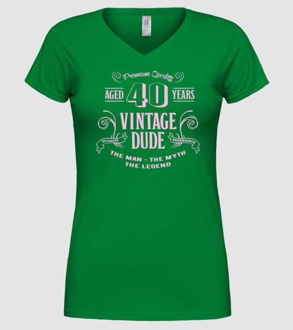 Vintage Dude - 40 model verde pe tricou