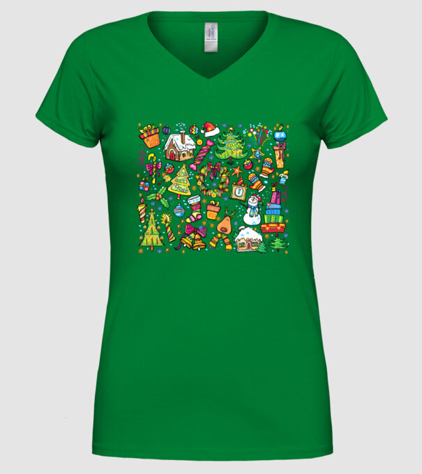 Xmas elements model verde pe tricou
