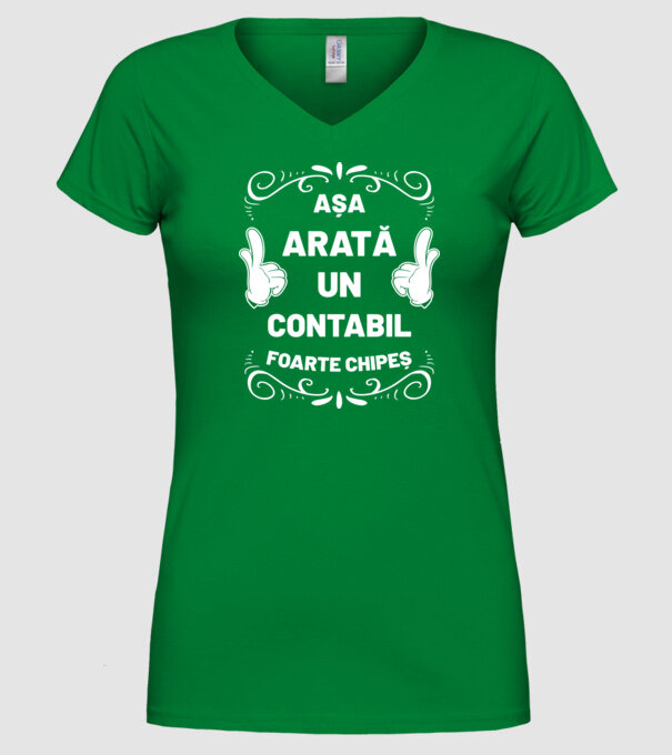 Așa arată un contabil foarte chipeș model verde pe tricou