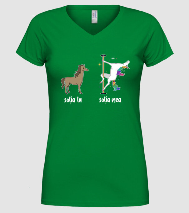 soția ta - soția mea model verde pe tricou