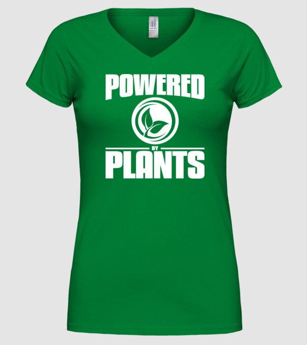 powered_by_plants model verde pe tricou