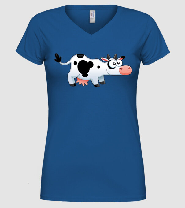 Cow model albastru regal pe tricou