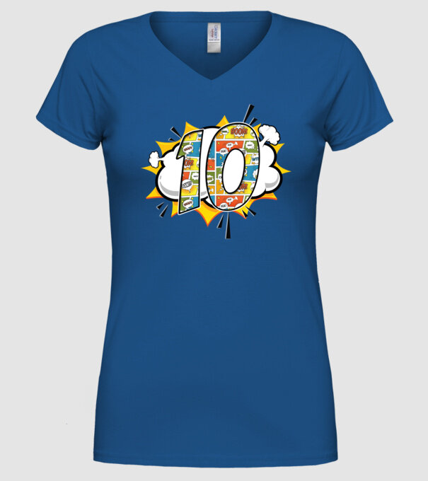 Birthday Comic Number 10 model albastru regal pe tricou