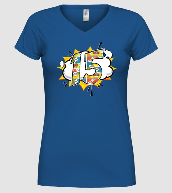 Birthday Comic Number 15 model albastru regal pe tricou