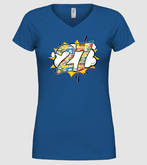 Birthday Comic Number 27 model albastru regal pe tricou