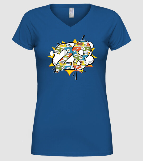 Birthday Comic Number 28 model albastru regal pe tricou