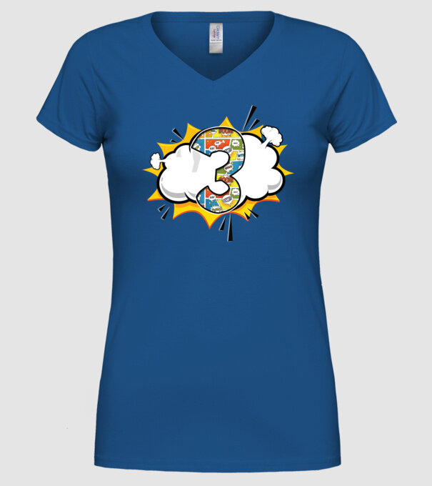 Birthday Comic Number 3 model albastru regal pe tricou
