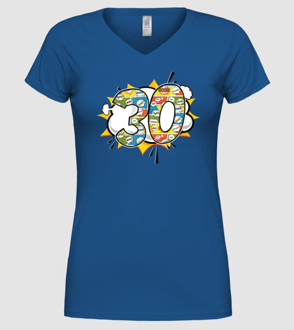 Birthday Comic Number 30 model albastru regal pe tricou