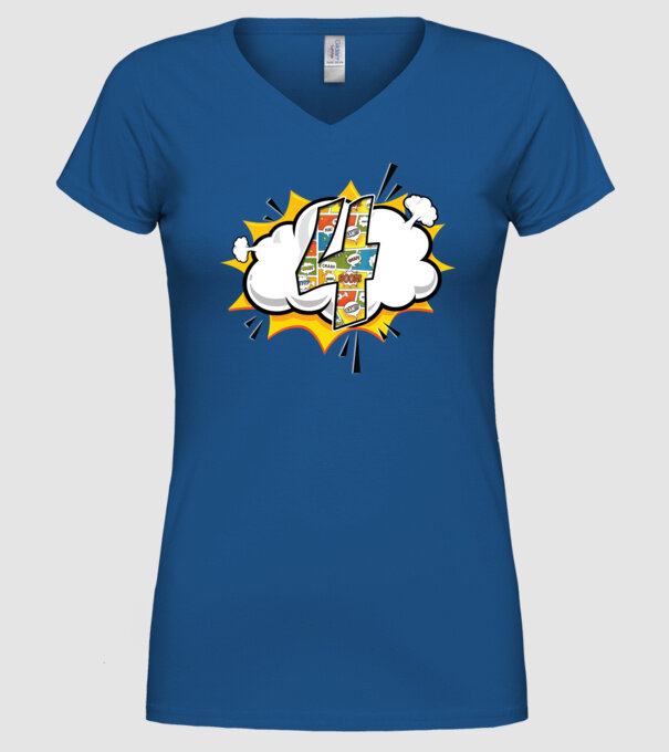 Birthday Comic Number 4 model albastru regal pe tricou