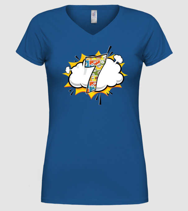 Birthday Comic Number 7 model albastru regal pe tricou