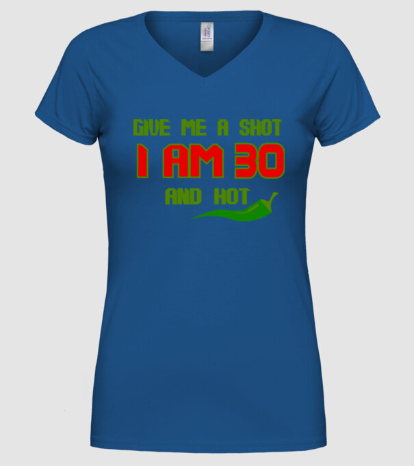 Give me a shot - 30 model albastru regal pe tricou