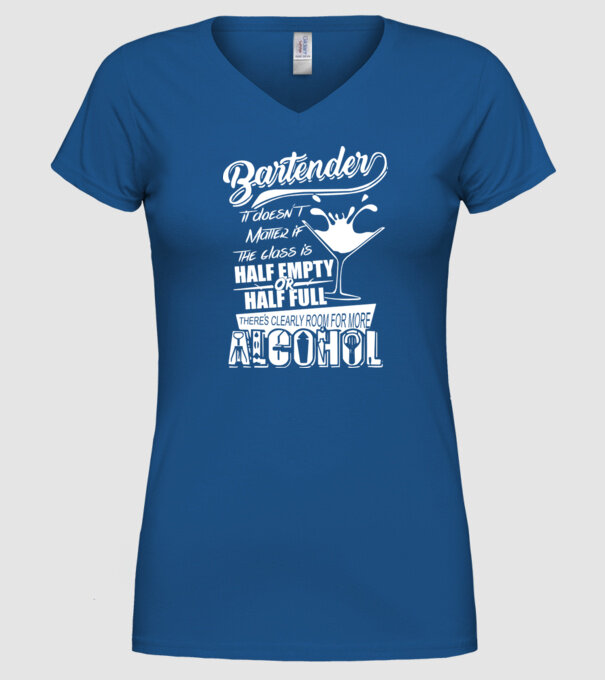 Half empty or half full model albastru regal pe tricou