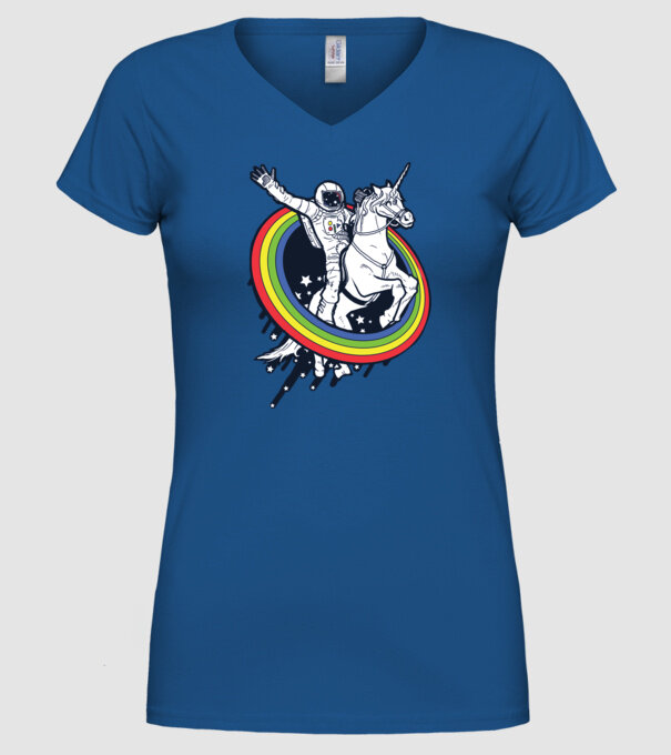 Unicorn Spaceman model albastru regal pe tricou