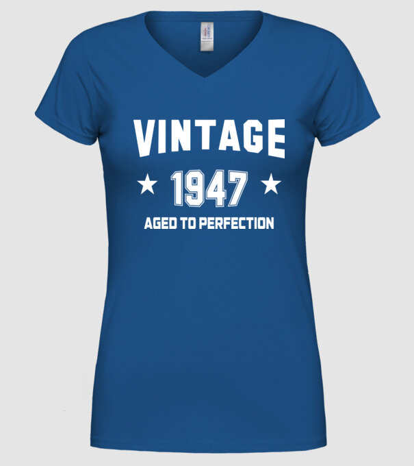 Vintage - 1947 model albastru regal pe tricou