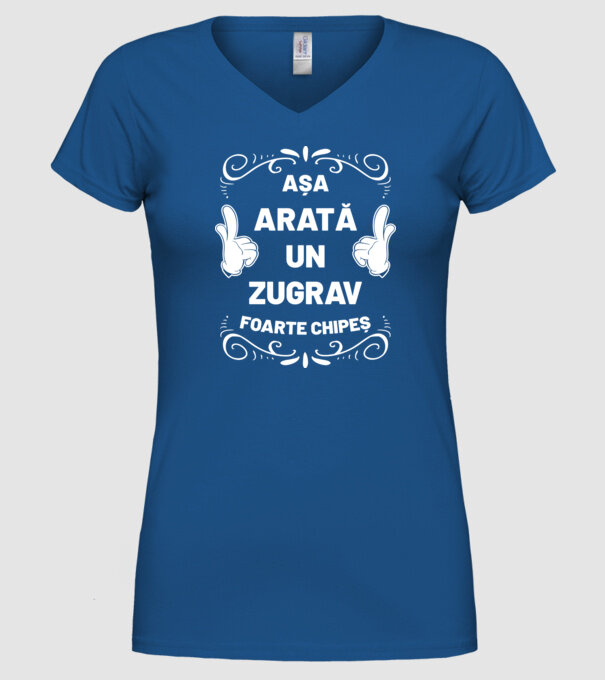 Așa arată un zugrav foarte chipeș model albastru regal pe tricou
