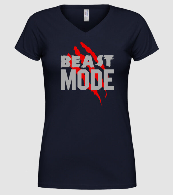 Beast mode model albastru închis pe tricou
