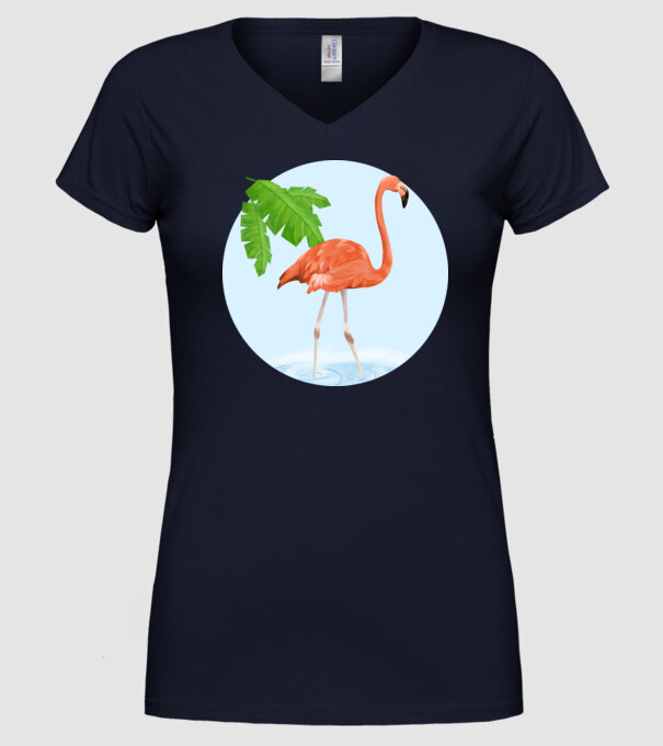 Flamingo model albastru închis pe tricou