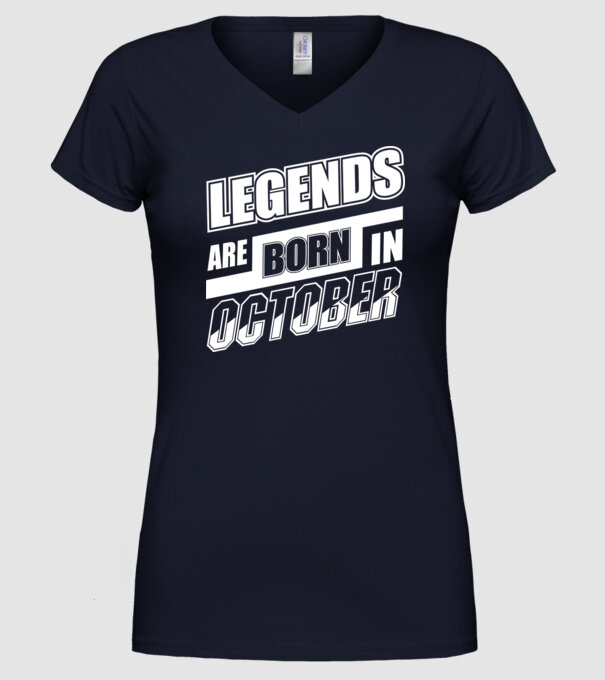 Legends are born in October model albastru închis pe tricou