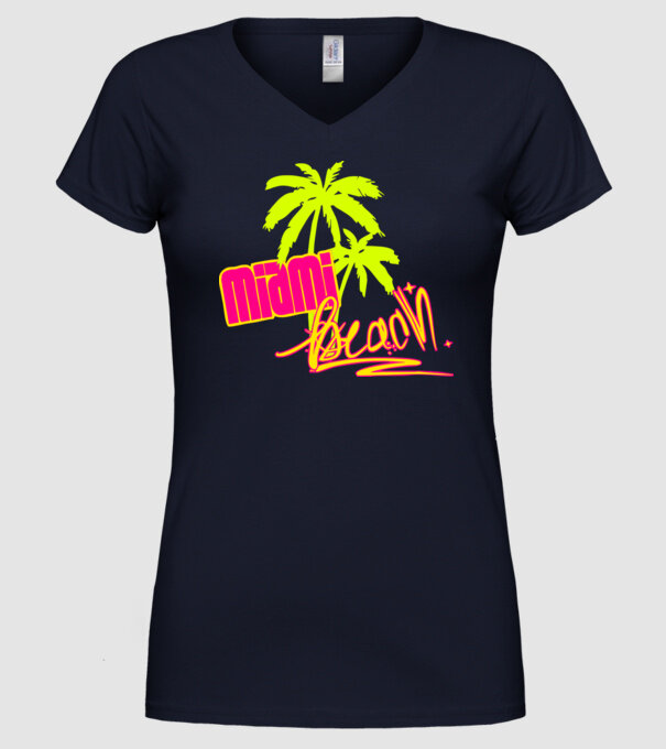 Miami beach model albastru închis pe tricou