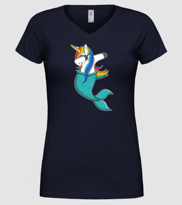 Unicorn Sirenă DAB model albastru închis pe tricou