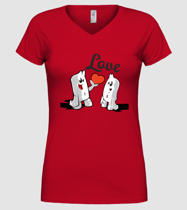 dragoste interesantă model roșu pe tricou