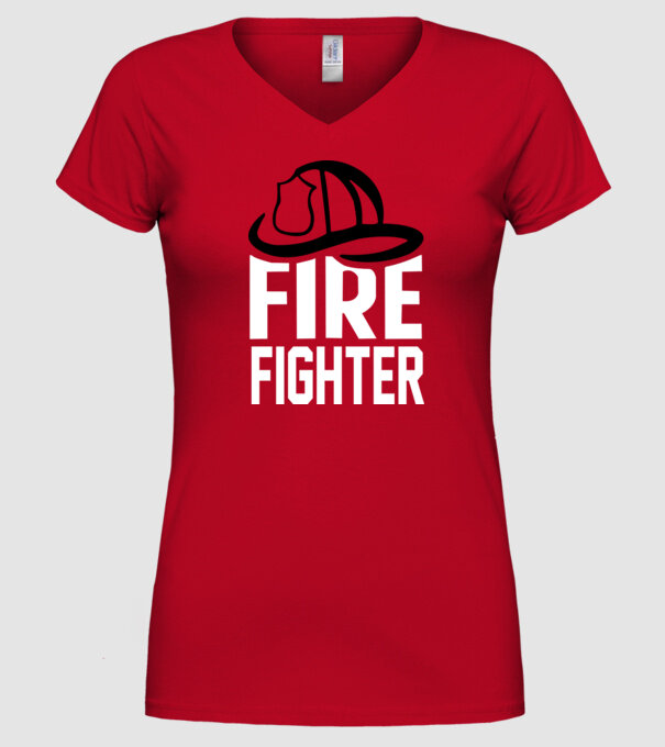 Fire fighter model roșu pe tricou