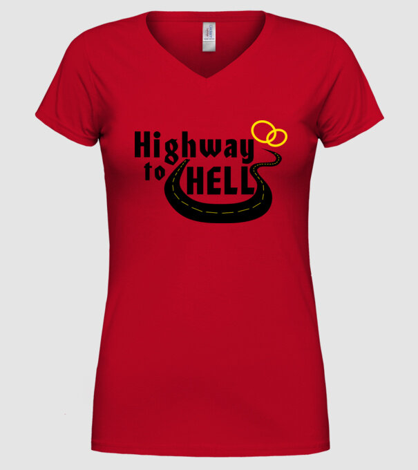 Highway to hell simple model roșu pe tricou